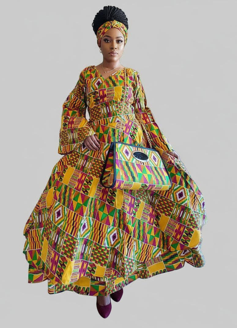 India Batik - Wholesale Dress - Women's - 3pcs Set Maxi Skirt Pocketbook wrap Dress P4