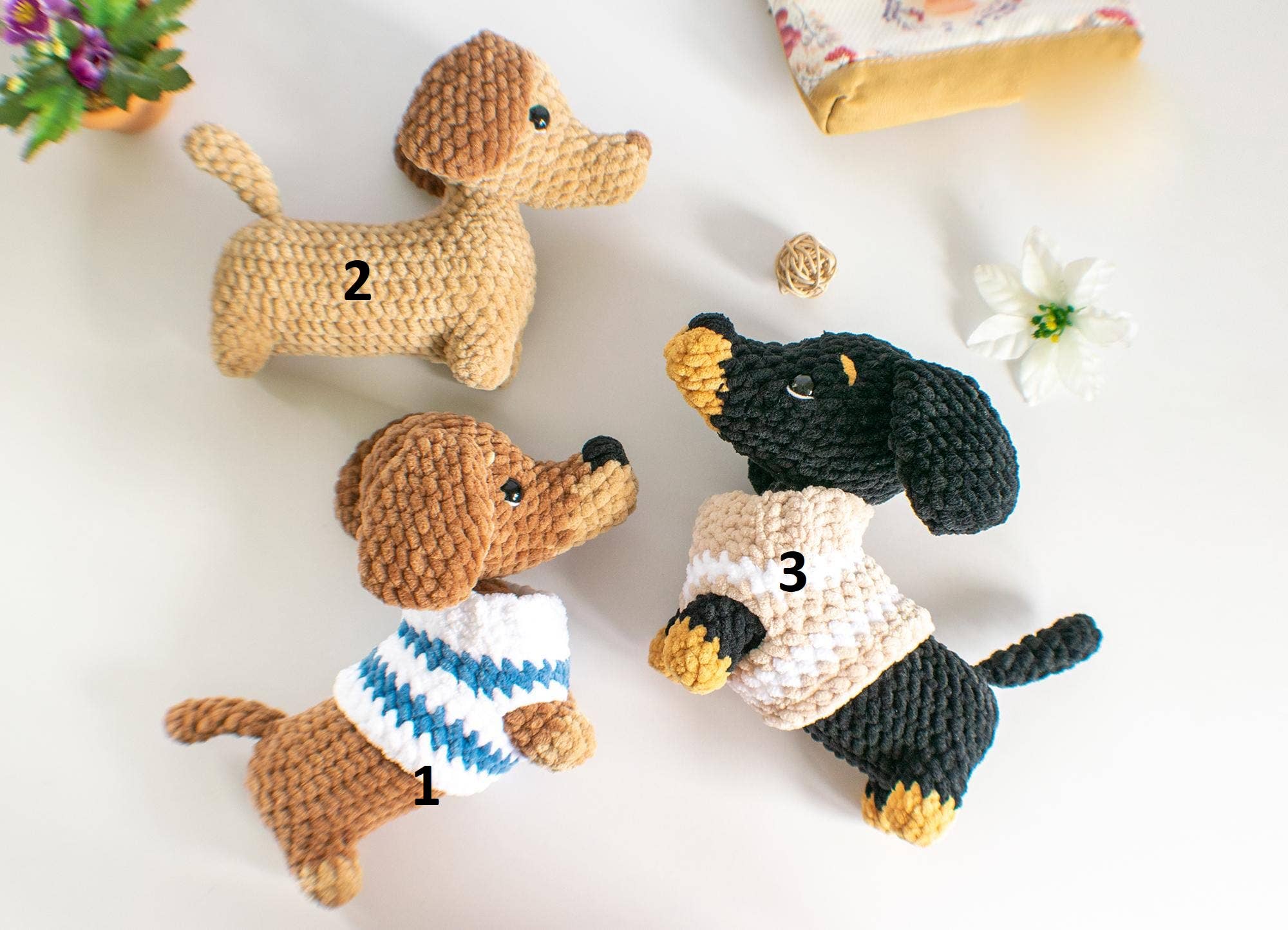 TOMOPOD LLC - Vente Décoration de Noël - Crochet Chien Teckel Drôle, Décor de Chien Fait Main, Cadeau0