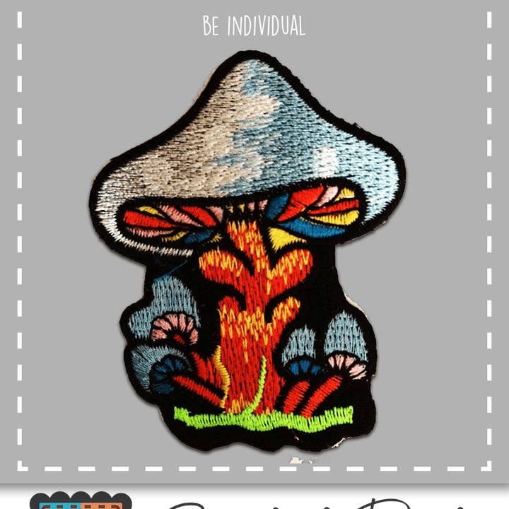 colorful Iron-on Patch - Magic Mushroom Pilz for wholesale on Faire1