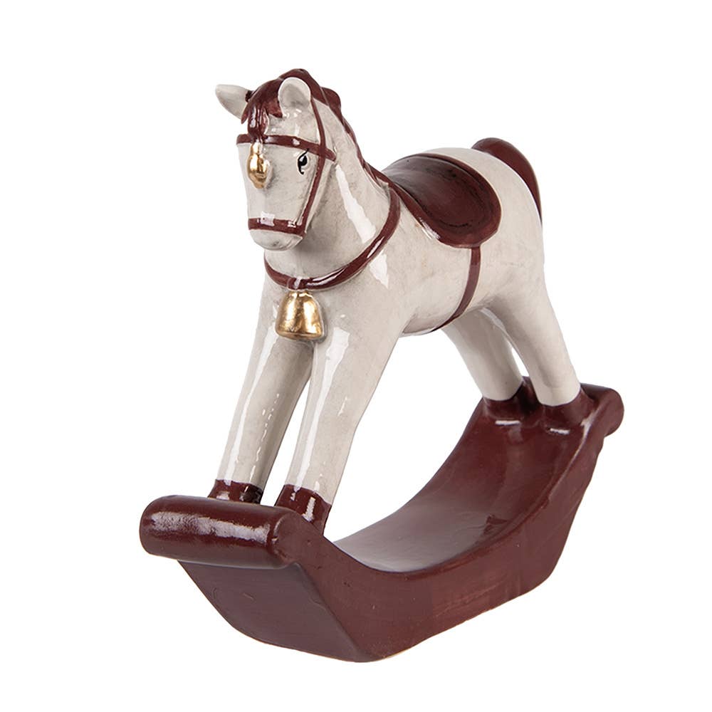 Clayre & Eef - Wholesale Decorative Figurine - Figurine Rocking Horse 15x4x14 cm Beige Ceramic1