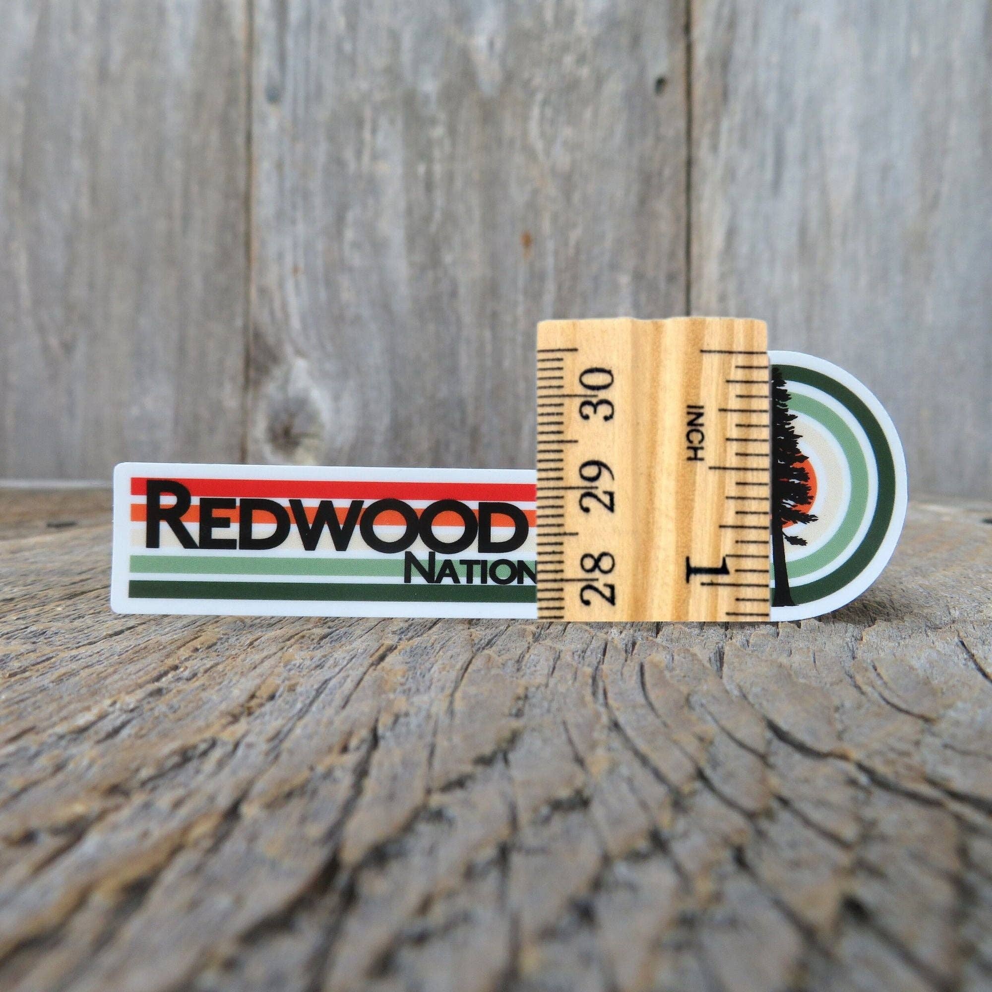 Kirk's Krafts - Wholesale Sticker - California Redwood National Park Sticker Redwood Trees Green Orange1