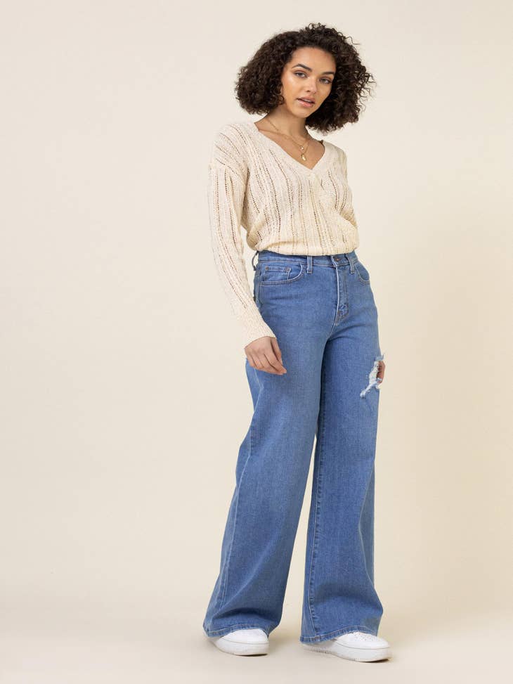 Vibrant Miu High Rise Straight Leg Distressed Jeans Women's Size 5