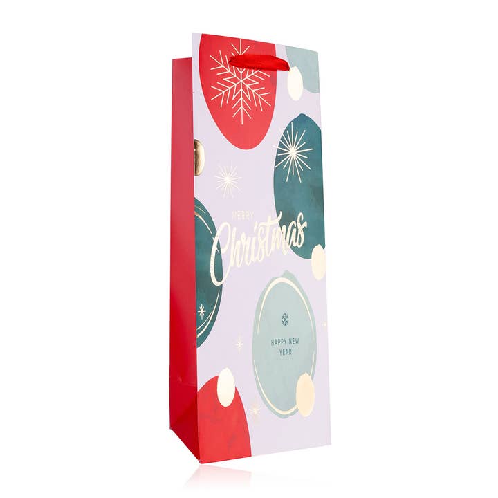 Accentra - Wholesale Gift Bag - Gift Bag MERRY CHRISTMAS for Bottles Green / White / Red1