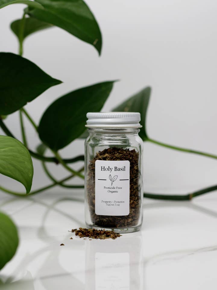 Basilic sacré biologique pour la vente par Three Witches Tea Shop