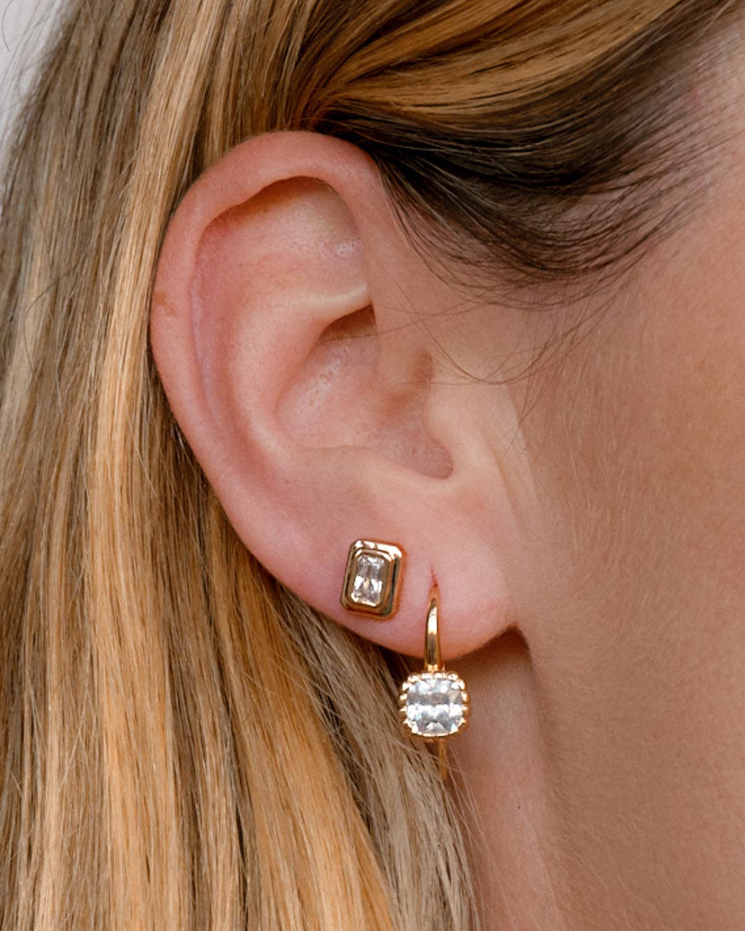 Luv AJ - Wholesale Stud/Post Earrings - The Emerald Bezel Studs (Gold Ships Mid January)6