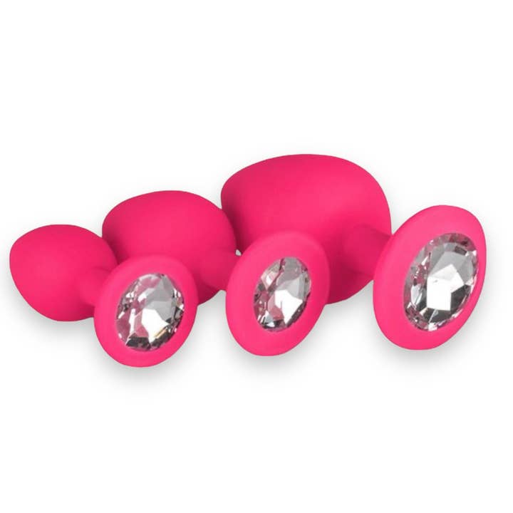 Kinky Pleasure - Wholesale Sex Toy - Power Escorts - BR134 - Silicone Butt Plug - Pink - 3 Pack - 6 Colors1