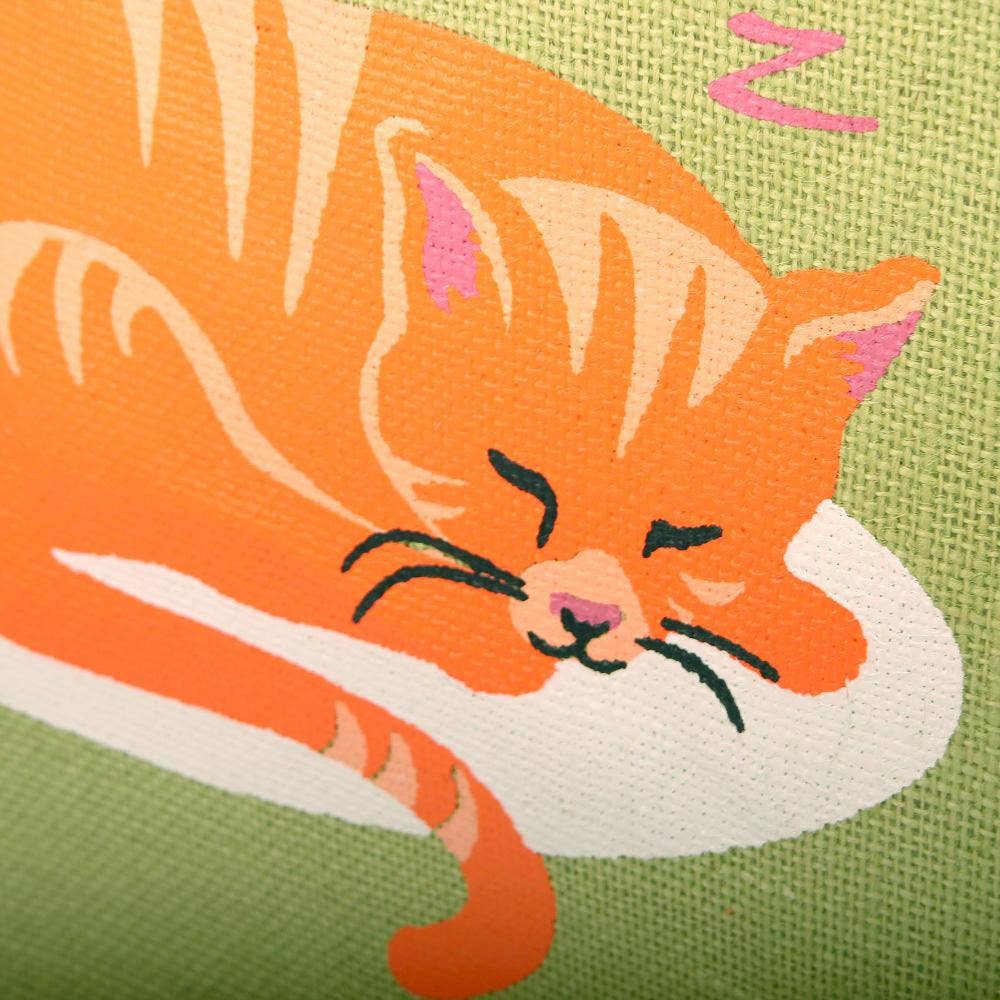 Shared Earth - Wholesale Tote Bag - Unisex - Jute Shopping Bag, Square, Cat Sleeping 30x30cm1