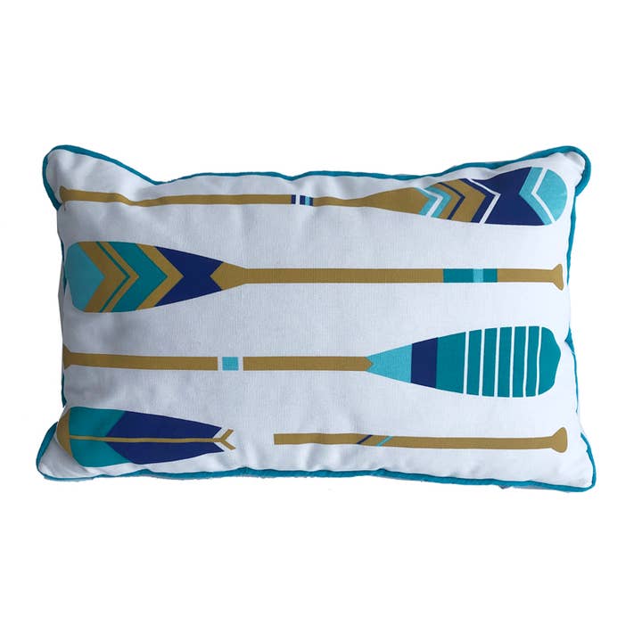 15.75" Decorative Pillow with Blue Patterned Oars for wholesale by CB Home Collection