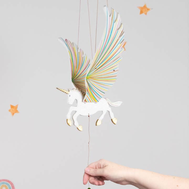 Tulia's Artisan Gallery - Wholesale Mobile - Unicorn Flying Mobile - Golden4