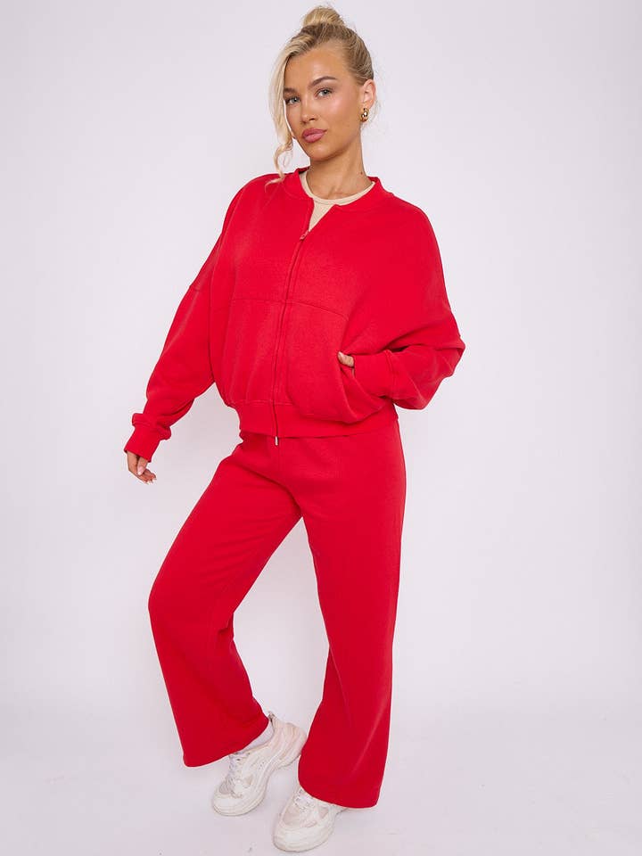 AX Labels - Wholesale Top & Pant Set (NOT Loungewear) - Women's - Oversized Bomber Style Fleece Zipper Co-ord54