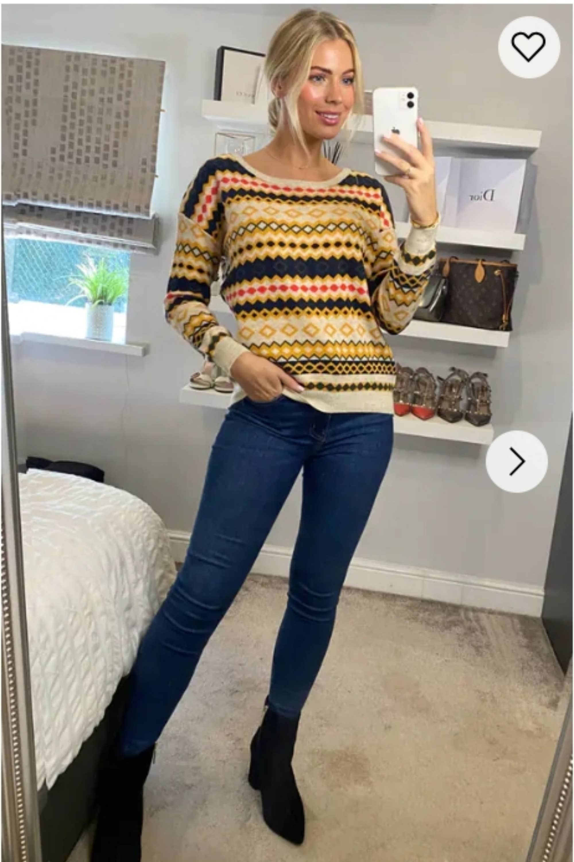 CY FASHION. LONDON - Wholesale Knit Sweater - Women's - Stripe Aztec Design Print Knitted Jumper2