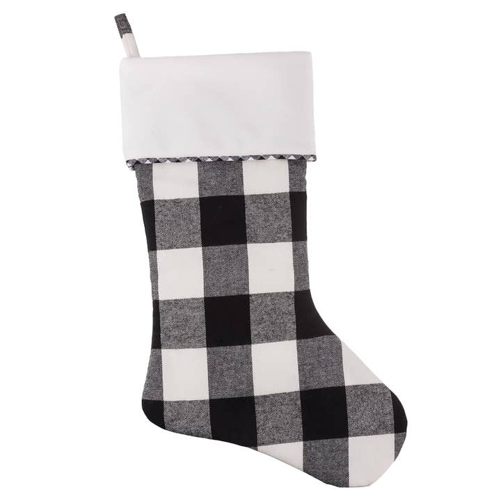 Black and White Buffalo Check HangRight® Christmas Stocking for wholesale by Haute Decor