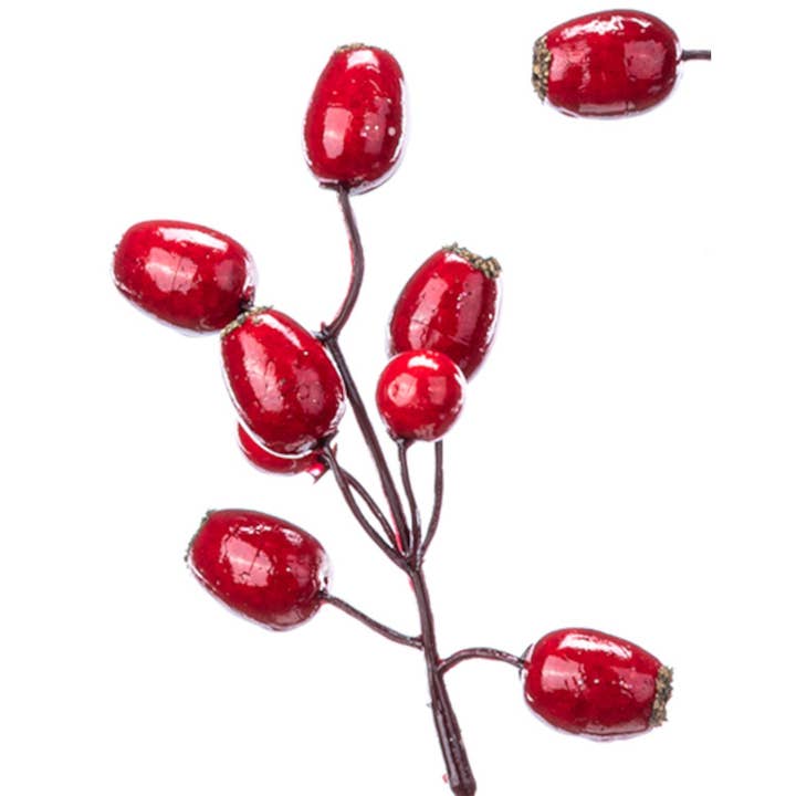 Will's Company - Wholesale Artificial Flowers - Artificial Weatherproof Red Oval Berry Spray - 30"1