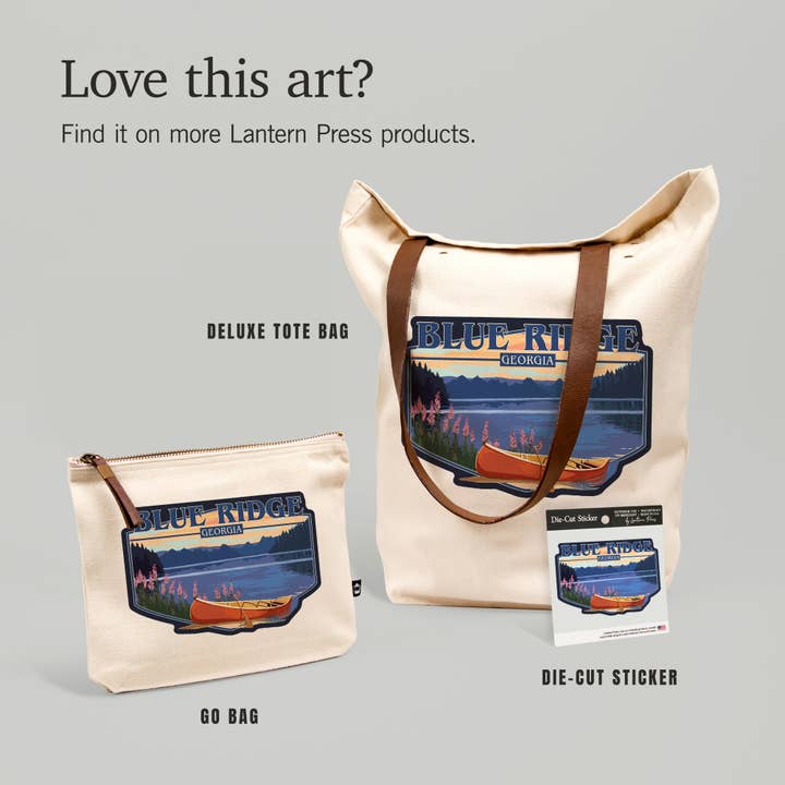 Lantern Press - Wholesale Sticker - STICKERS Blue Ridge, Georgia, Canoe & Lake6