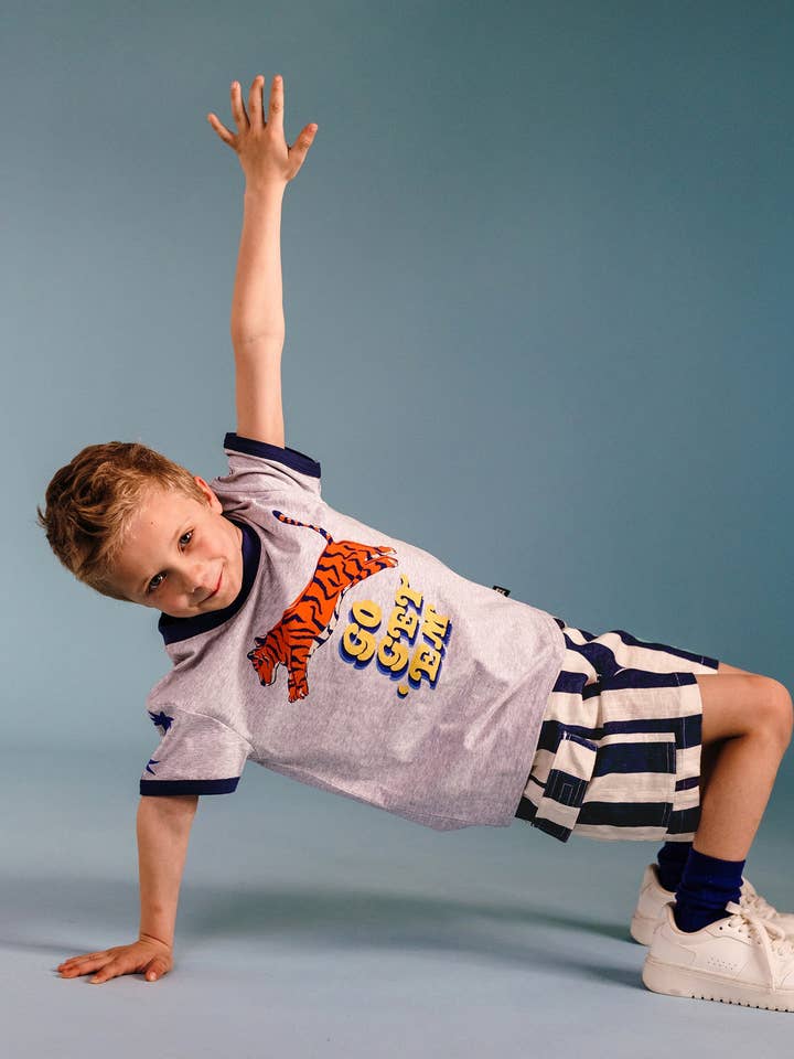 Grey Marle GO GET EM RETRO RINGER SHORT SLEEVE T-SHIRT for wholesale on Faire5