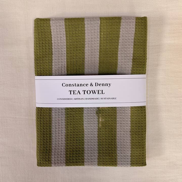 TORCHON À LARGE RAYURE ROSE POUDRÉ pour la vente par Constance & Denny