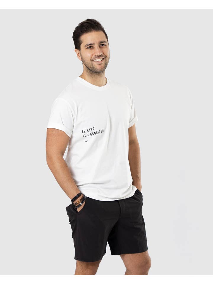 WPN - Wholesale Screen printed t-shirt – Men′s - Be Kind It's Gangster Tee - Off White3