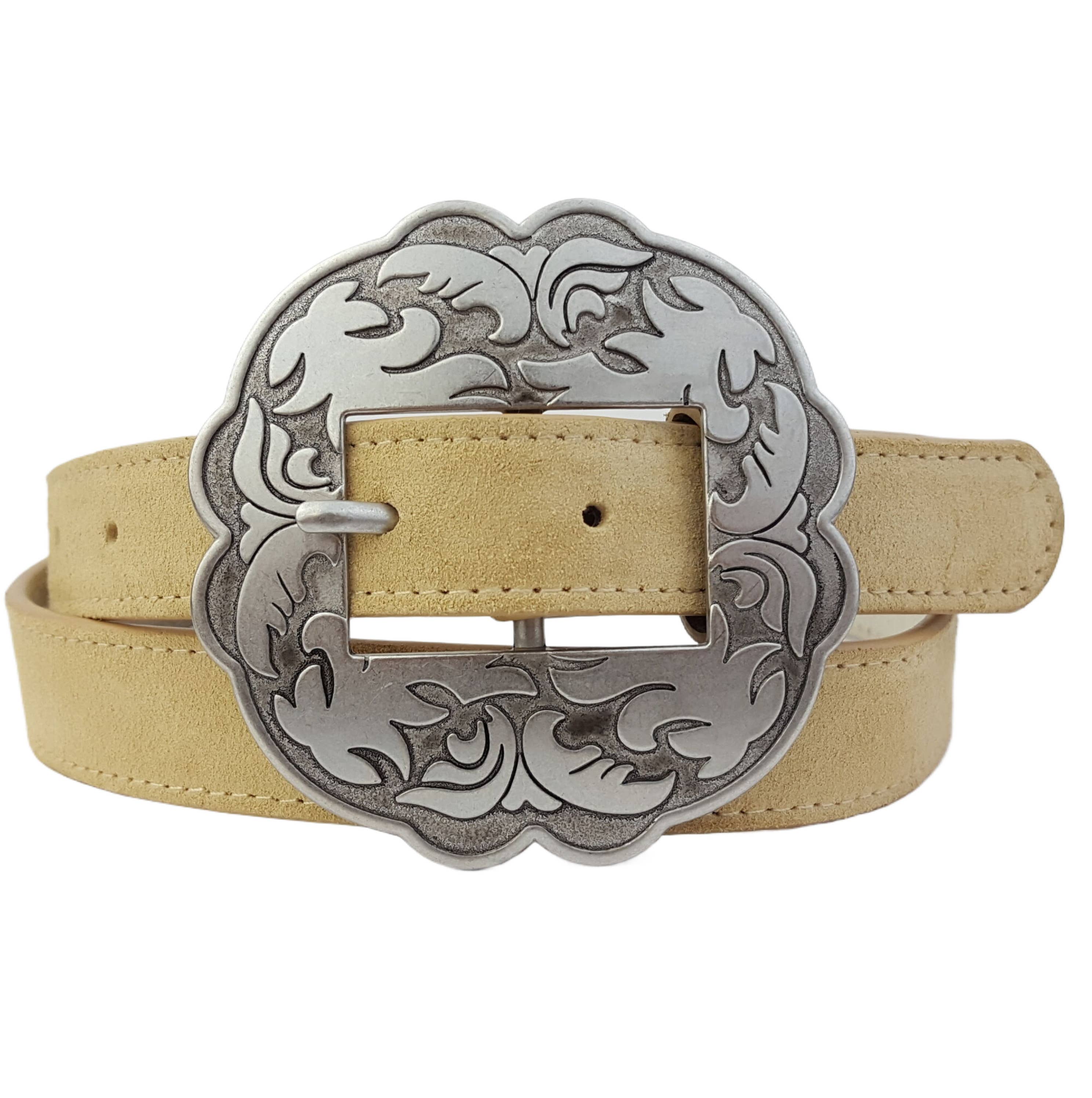 Axesoria West - Vente Ceinture – femme - Ceinture en cuir suédé véritable avec boucle florale western0