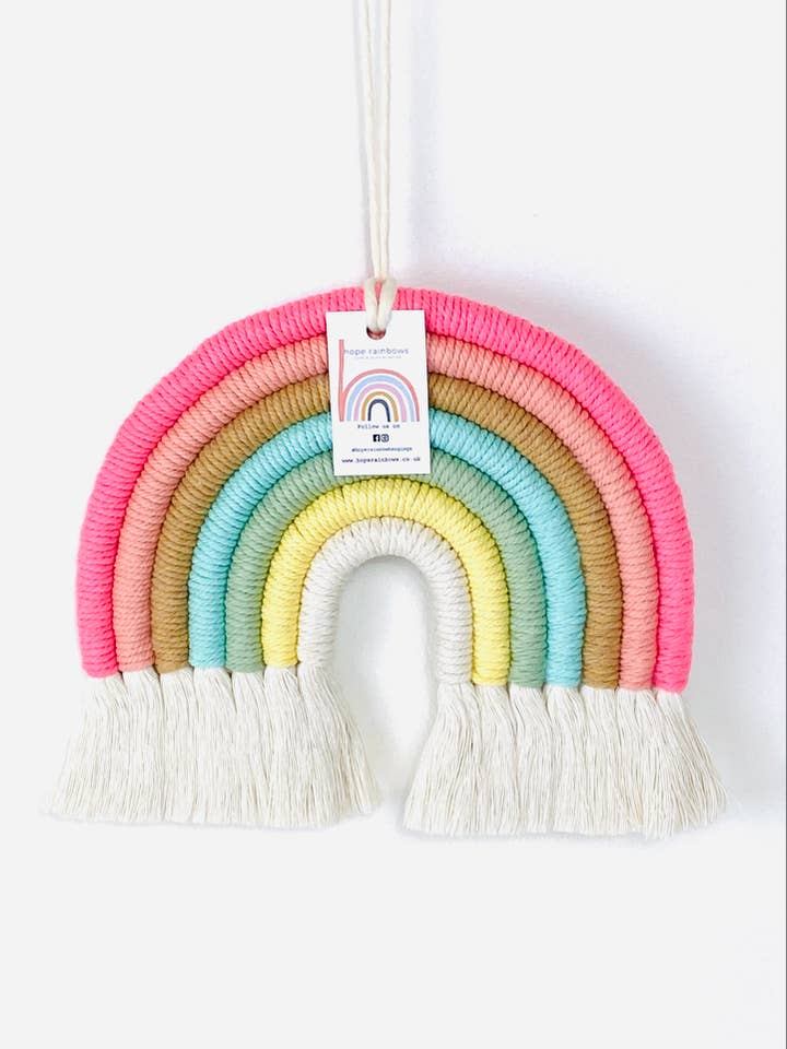 Rainbow Macrame Hanging Decoration - Marshmallow for wholesale by Hope Rainbows