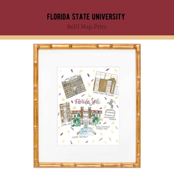 Florida State University Map Print for wholesale by Rachel Tenny