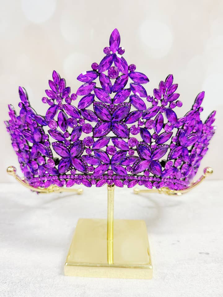 Purple Crystal Crown, Prom Black Headdress, Cosplay Crown for wholesale by Happy Dream Gifts