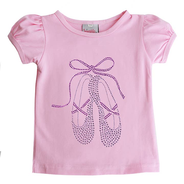 Lavender Studded Ballet Slippers on Puff Sleeve Tee for wholesale by Sparkle Sisters by Couture Clips