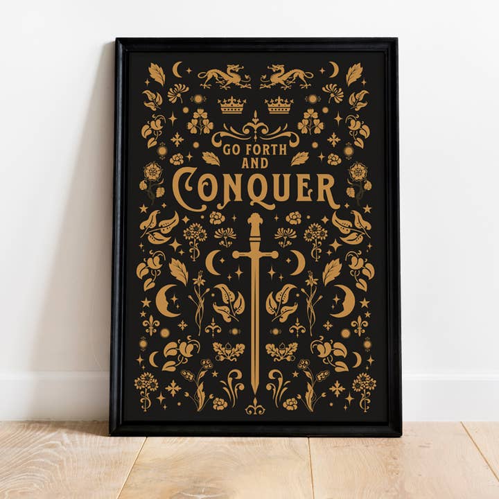 Vá para a frente e conquiste a impressão de cartaz de tipografia por atacado de Little Forest Cat