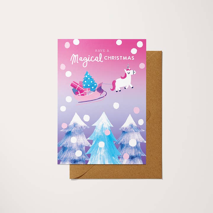 Pretty Unicorn | Christmas Card | Magical Christmas for wholesale by Holly Fox Illustrates