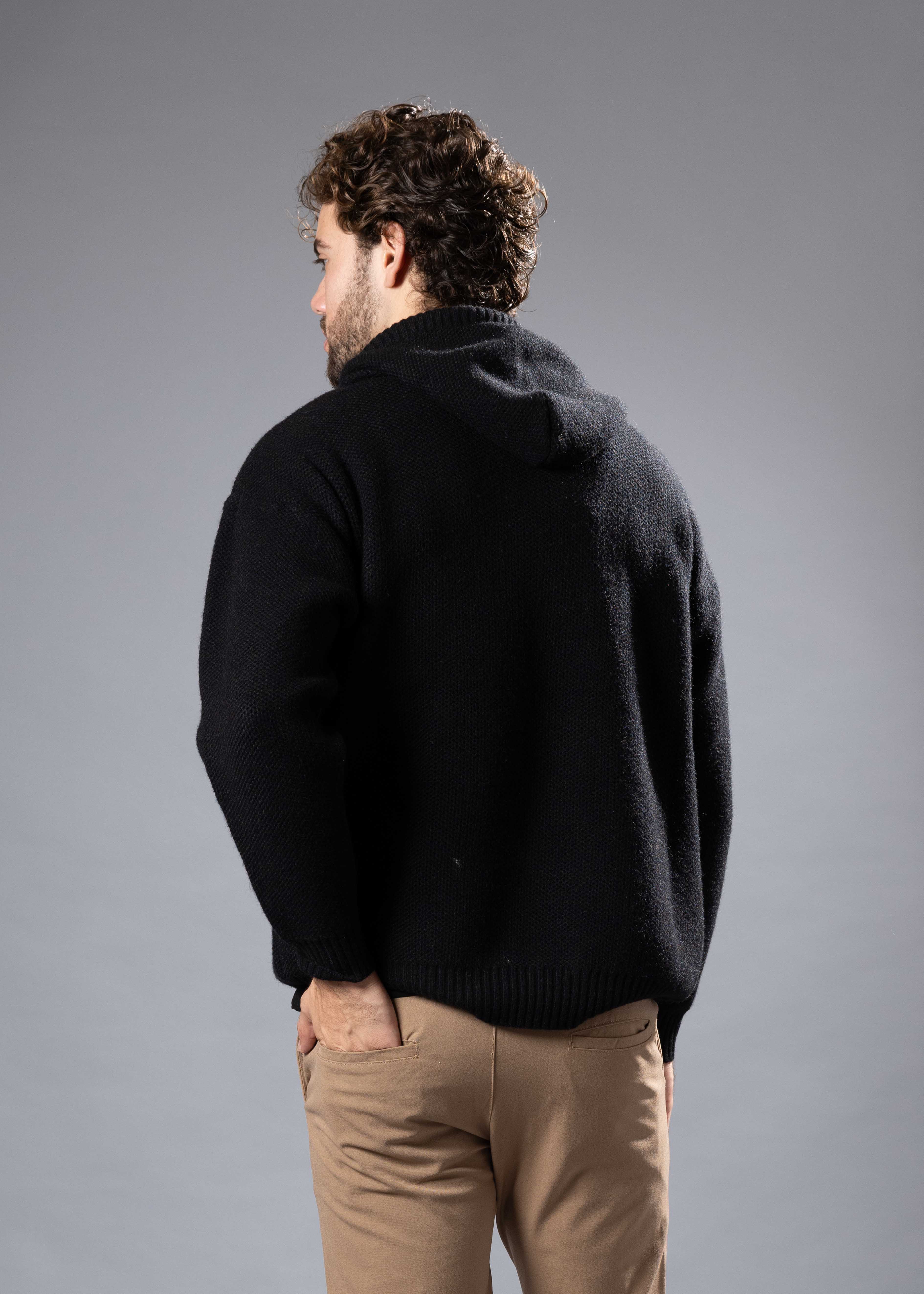 255105 - Black Knit Hoodie for wholesale on Faire2