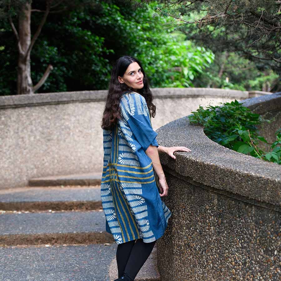 Ichcha - Wholesale Kaftan - Women's - Blue Beach Coverup Lounge Kimono/Robe Kaftan Dress - Aarya3