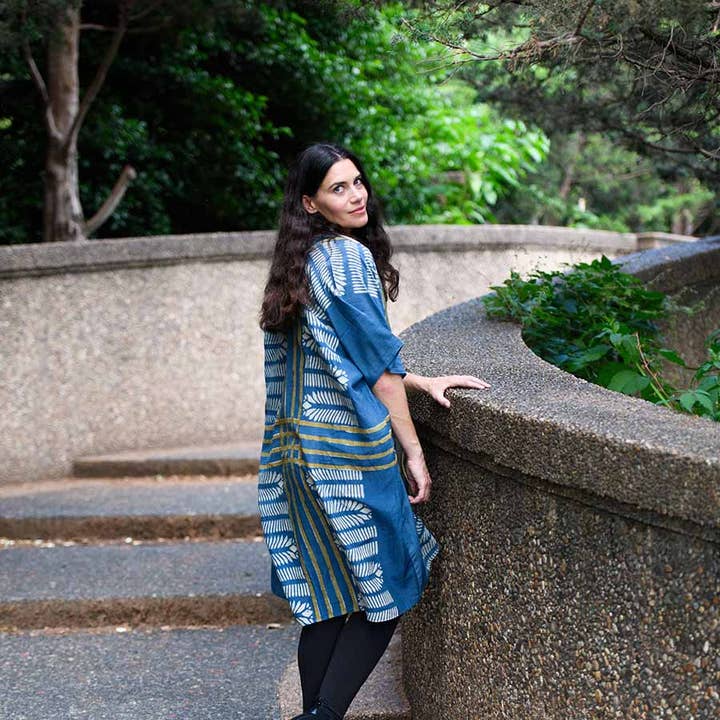 Ichcha - Wholesale Kaftan - Women's - Blue Beach Coverup Lounge Kimono/Robe Kaftan Dress - Aarya3