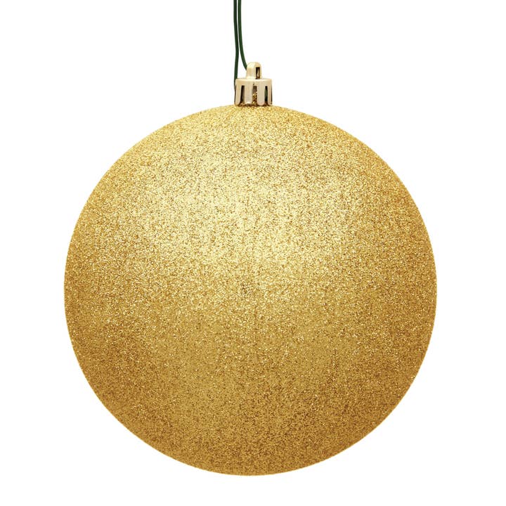 Vickerman 4.75" Honey Gold Glitter Ball Ornament, 4 per Bag for wholesale by Vickerman