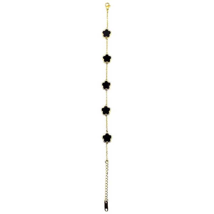 Diacly - Wholesale Charm/Dangle Bracelet - 5 Leaf Clover Stainless Steel Link Chain Bracelet