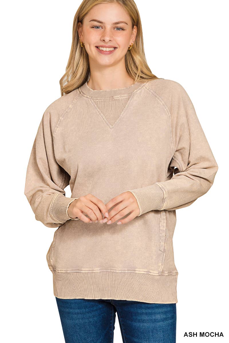42POPS - Wholesale Sweatshirt - Women's - `.Washed French Terry Pullover With Side Pockets84