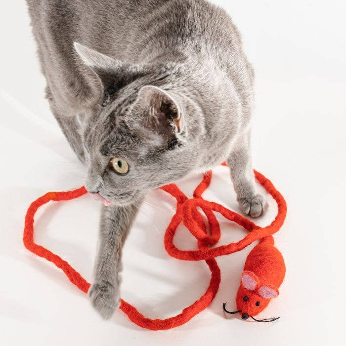 Cat in the Box LLC - Wholesale Pet Toy - Cat - Wool Mouse Cat Toy 6-Foot-Tail - all-red, rainbow, unicorn19