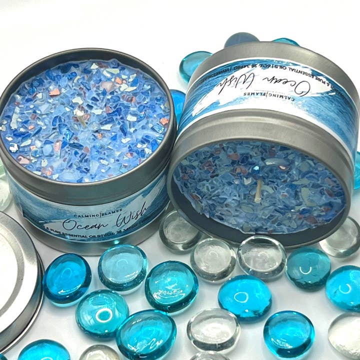 Scented Candle - Lavender "Ocean Wish" Aromatherapy Candles for wholesale by Calming Flames LLC