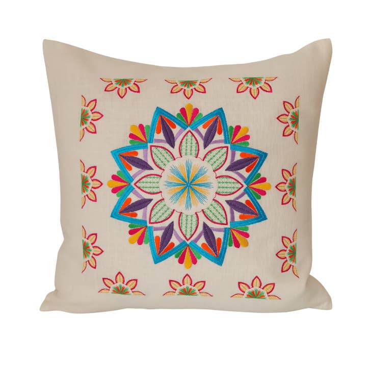 Linen Cushion Cover Mandala Flower for wholesale by JANELA D'ALMA