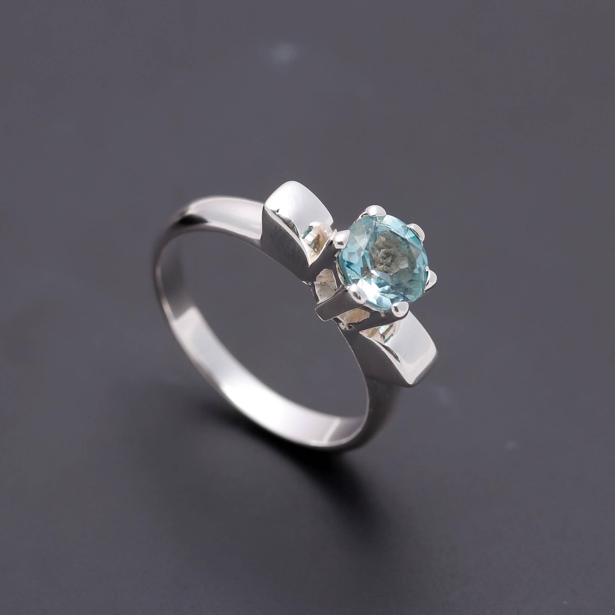 AG 925 JEWELLERY – wholesale Single stone/solitaire ring – 925 Silver Classic Aquamarine Solitaire Ring0