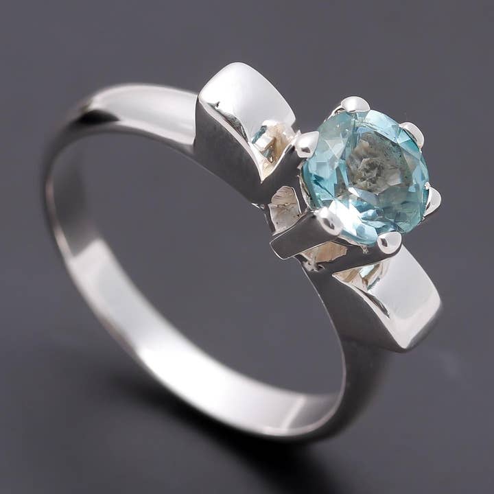 AG 925 JEWELLERY - Wholesale Single Stone/Solitaire Ring - 925 Silver Classic Aquamarine Solitaire Ring0