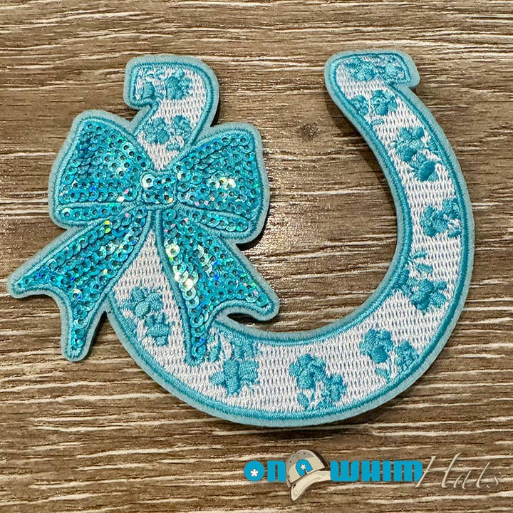 Sequin Horseshoe Iron-On Patch for wholesale by On a Whim Hats