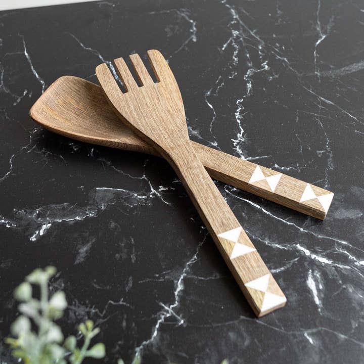 Foreside Home & Garden - Wholesale Serving Utensil - Set 2 Serving Utensils White Barn Quilt Handles0