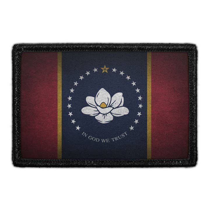 Mississippi State Flag - New - Color - Distressed - Removable Patch for wholesale by Pull Patch