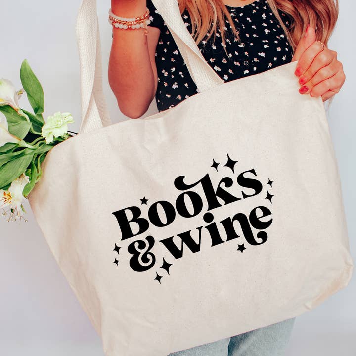 Love You a Latte Shop - Wholesale Tote bag – Women's - Books and Wine Tote Bag 2 SIZES