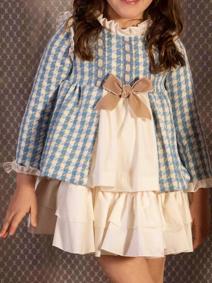 BABINE-ROINSAL pigekjole i hundetandsmønster med fløjlsbånd for engroshandel hos BABINE-ROINSAL