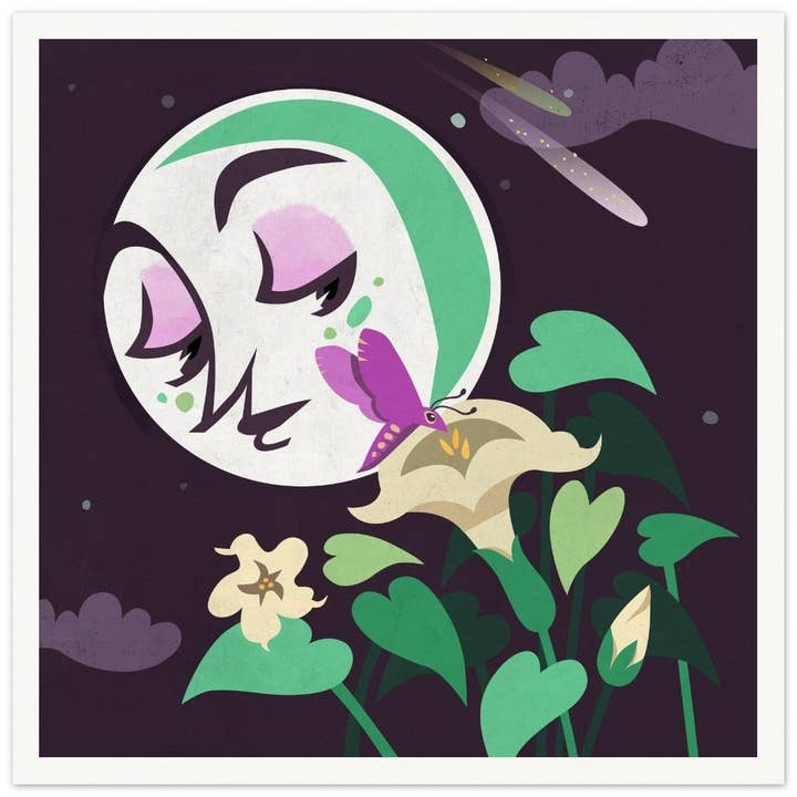 Moon And Moth Art Print for wholesale by Plenilune