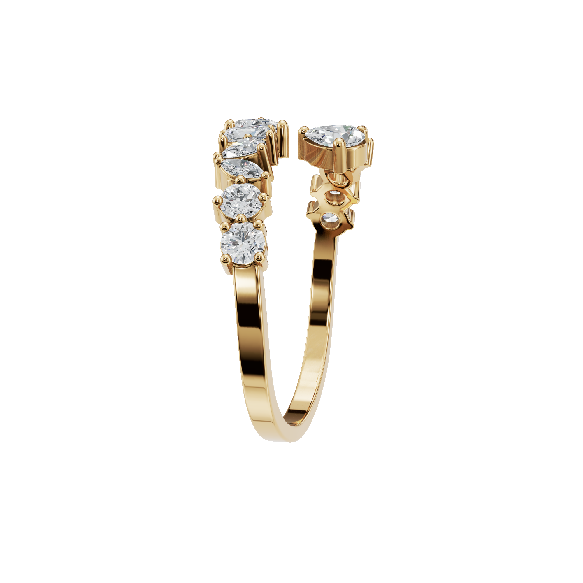 PureYou Jewelry - Wholesale Multi-Stone Ring - 14K Gold Diamond Cuff Ring, Lab GrownDiamond Ring1