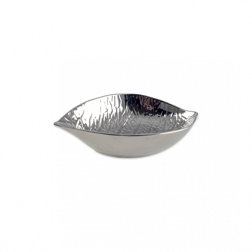 AULICA - Wholesale Decorative plate/dish/bowl - Silver ceramic leaf dish 17x10x3cm