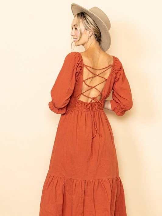 SALE! Cotton Strappy Peasant Midi Dress for wholesale by Elloh Collection