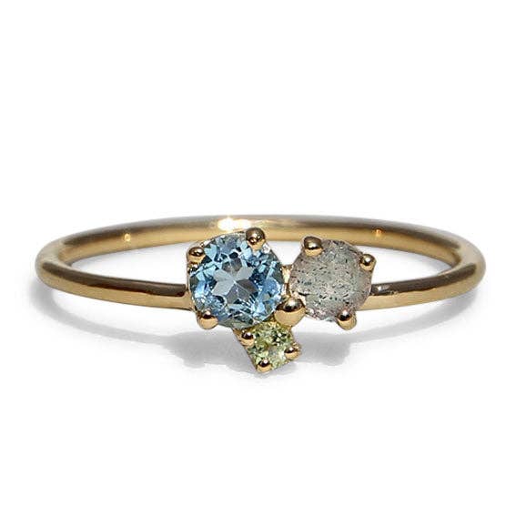 Campur GmbH - Wholesale Multi-Stone Ring - Gold-plated silver ring with peridot, labradorite, and topaz2