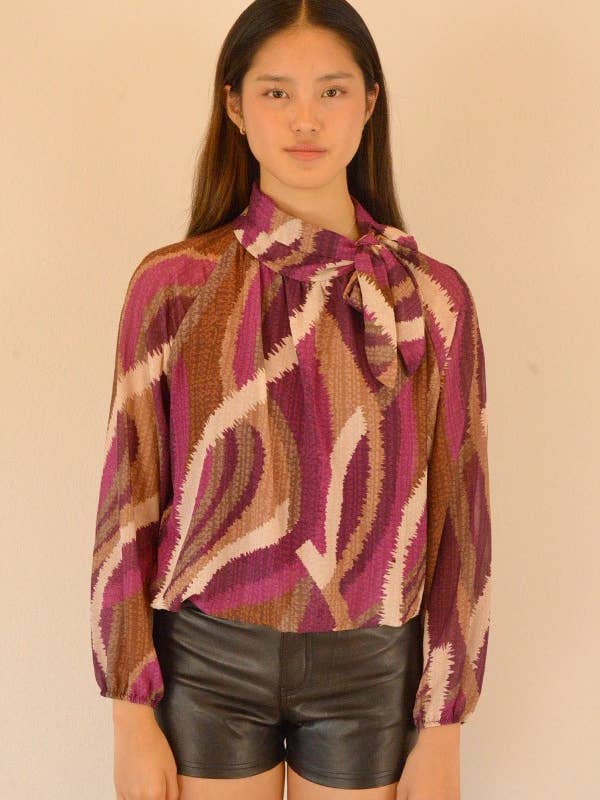 Ambiente - Wholesale Blouse - Women's - PRINT LONG SLEEVE TOP-TLA13025